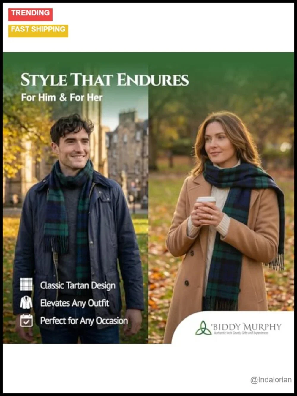 Pure Lambswool Tartan Scarf 9x78 Unisex Winter Wrap